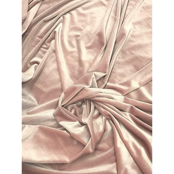Valentina Textile Inc, Stretch Velvet Fabric, 60" Wide, Sells by The Yard, 1 Qty = 1 Yard Many Colors Available(1 Yard, Blush)