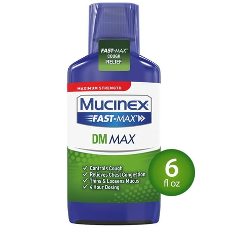 Mucinex Fast-Max DM Maximum Strength Cough Suppressant and Expectorant Liquid - 6 fl (Best Cough Expectorant Over The Counter)