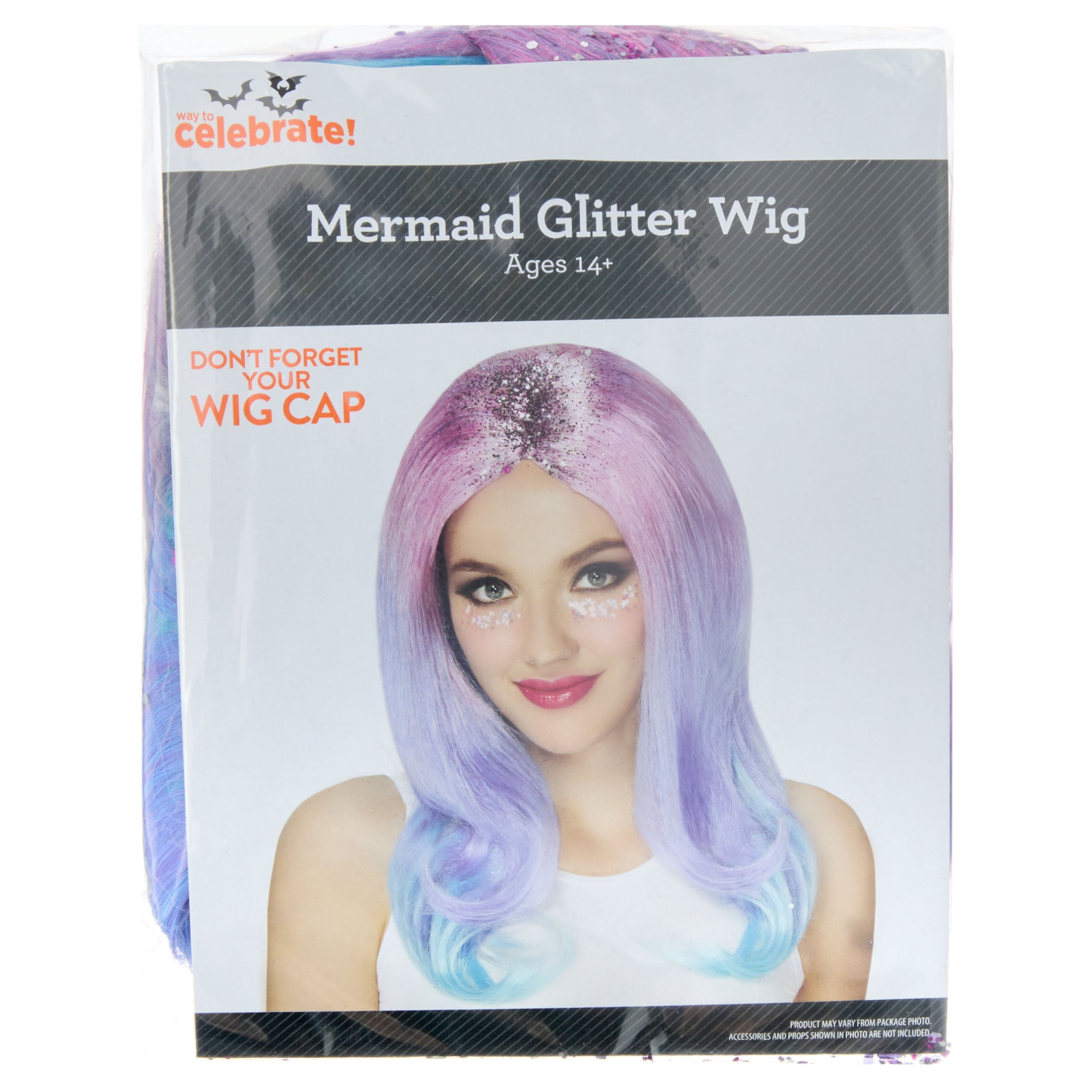 Mermaid Glitter Wig Costume Accessory for Adults, Multicolor, Halloween by Way To Celebrate