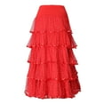 thumbnail image 4 of QHFBli Women's Cotton 5 Tiered A Line Pleated Maxi Skirt Long Boho Gypsy Dance Skirts, 4 of 4