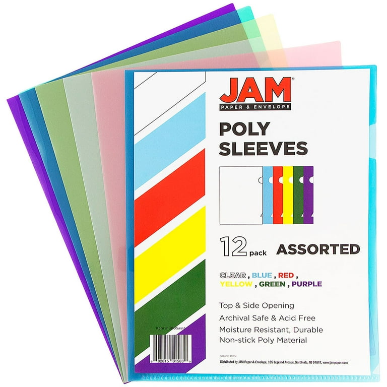 Assorted Color Legal Plastic Sleeves - Pack of 12