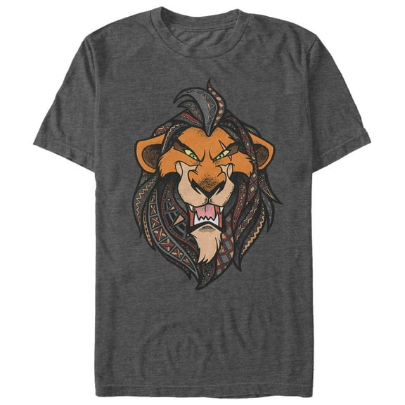 Men's Lion King Scar Decorative Mane Graphic Tee Charcoal Heather Large