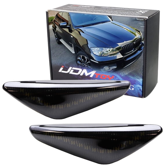 Smoked Lens 20-SMD V-Shape Xenon White LED Front Fender Side Marker Light Assembly For BMW X3 X5 X6, Replace OEM Clear Sidemarker Lamps