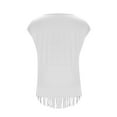 thumbnail image 5 of Shirts for Women under $10 Short Sleeved Round Neck Tassels Casual Solid Color Top White S, 5 of 6