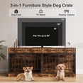 thumbnail image 4 of 78.7In Farmhouse Dog Crate Furniture, Wooden Dog Kennel Furniture with Storage and 4 Doors, Dog Kennel Indoor with Feeding Bowls, Wood Dog Crate TV Stand for Small Medium Dogs, 4 of 8