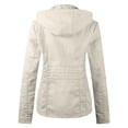 thumbnail image 4 of Simua Fashion Faux Leather Jacket for Women Motorcycle Coat for Biker with Removable Hood, 4 of 7