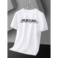 thumbnail image 2 of Men's Fashion Trend Casual NEW YORK Print Short Sleeve T-Shirt, Comfortable And Versatile Tee For Adult, Men, Women, Teen, Teenager, Adolescent, Youth, 2 of 6