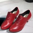 thumbnail image 1 of Zapatos de baile de Salsa para mujer, zapatos de baile latino, tacones de cuero genuino, fondo suave rojo de 5 Cm, zapatos de baile de salón modernos para fiesta y Tango, 1 of 5