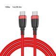 thumbnail image 1 of Cable de carga Cable de cargador tipo C Cable de datos de carga rápida Cable de teléfono trenzado de nailon, 1 metro, 100 W, rojo Inevent EL000726-04, 1 of 7