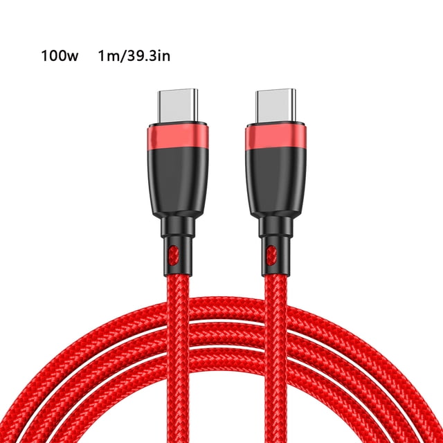 Cable de carga Cable de cargador tipo C Cable de datos de carga rápida Cable de teléfono trenzado de nailon, 1 metro, 100 W, rojo Inevent EL000726-04