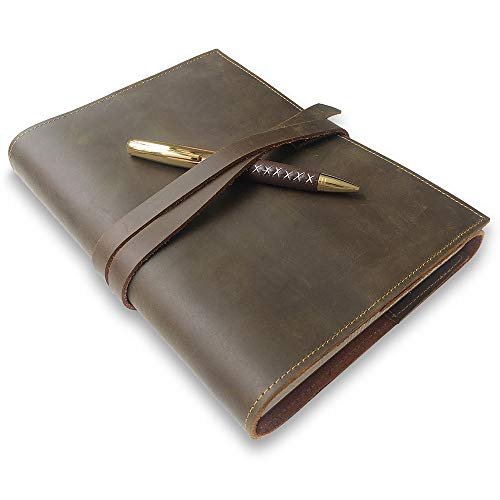 Set regalo cuaderno cuero recargable Sovereign-Gear Cuaderno encuadernado cuero Vintage A5 8.8'x6.5'