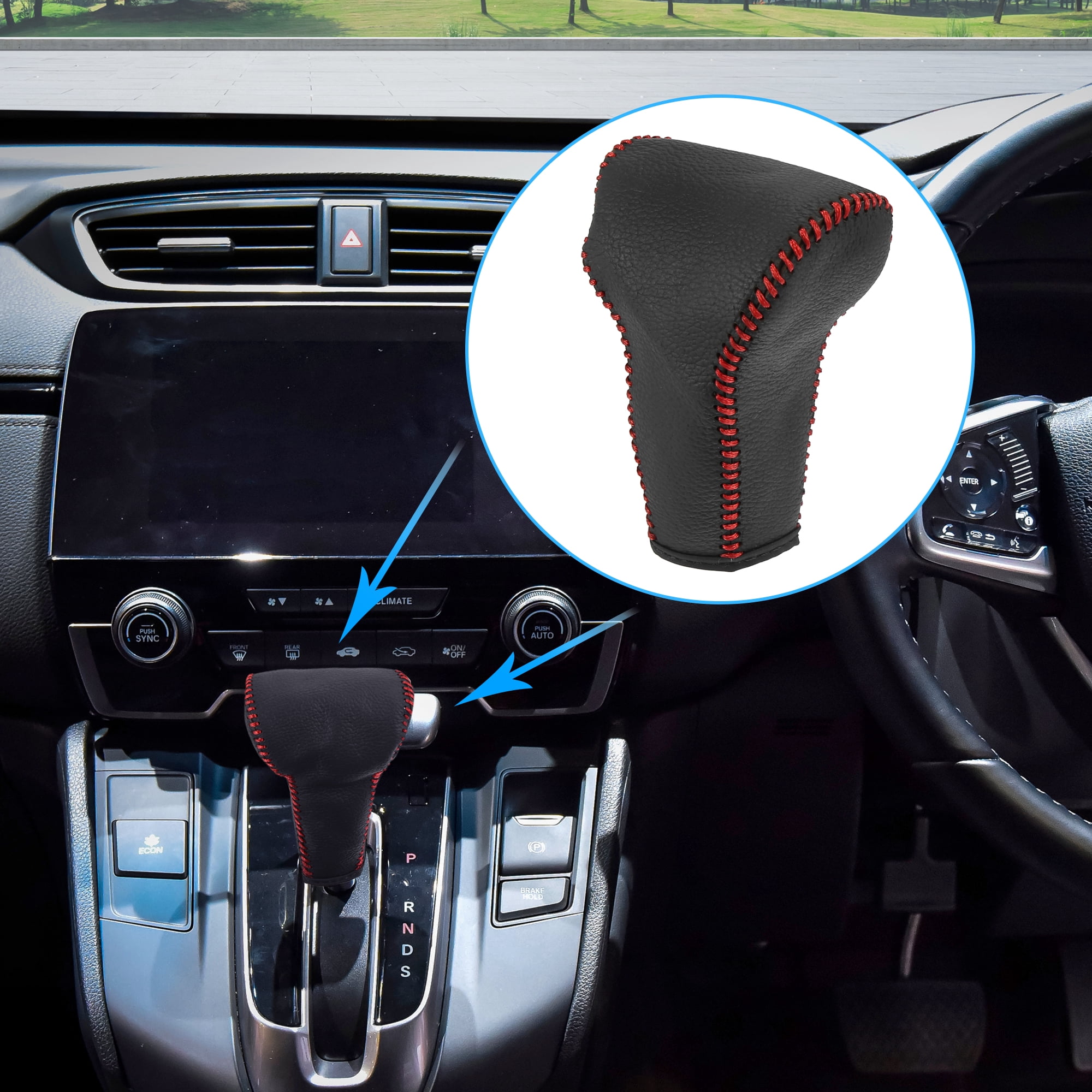 Unique Bargains Car Faux Leather Gear Shift Knob Cover for Honda CR-V 2017-2021 Black