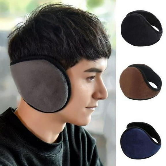 DaXi Men Ear Muffs, Fashion Casual Solid Color Soft Cozy Plush Lined Winter Ear Warm Foldable Ear Cover for Outdoor Skiing Riding Daily Wear