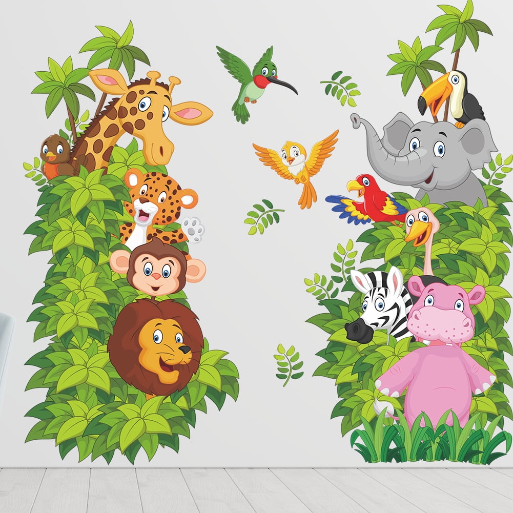 Calcomanías León Jirafa Pegatinas De Pared Animales Jungla - Vinilos  Decorativos Para Habitación Infantil Pegatinas Infantiles Pared, image size:1001x1001