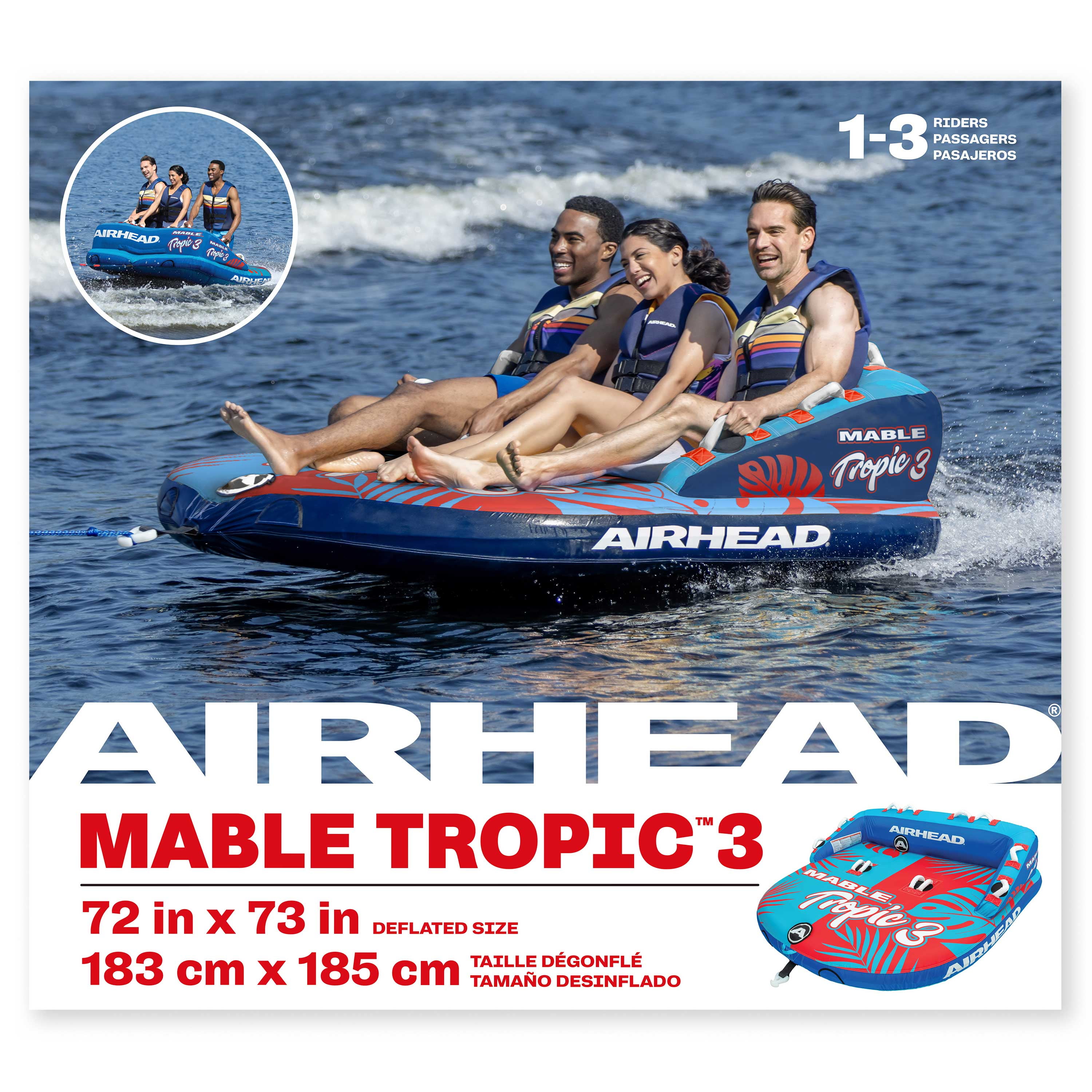 Airhead Mable Tropic 3-Person Towable Tube, Max Weight 510 lbs