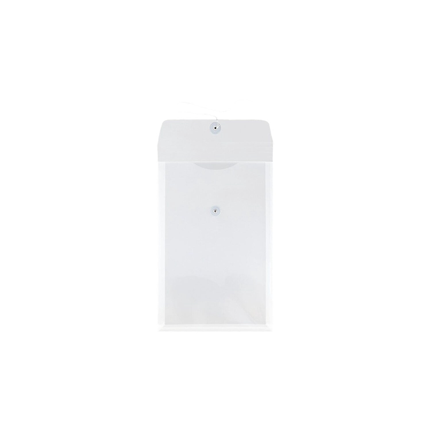 JAM Paper Plastic Envelopes, 9.8x14.5, Clear, Button String, Legal Open End, 12/Pack