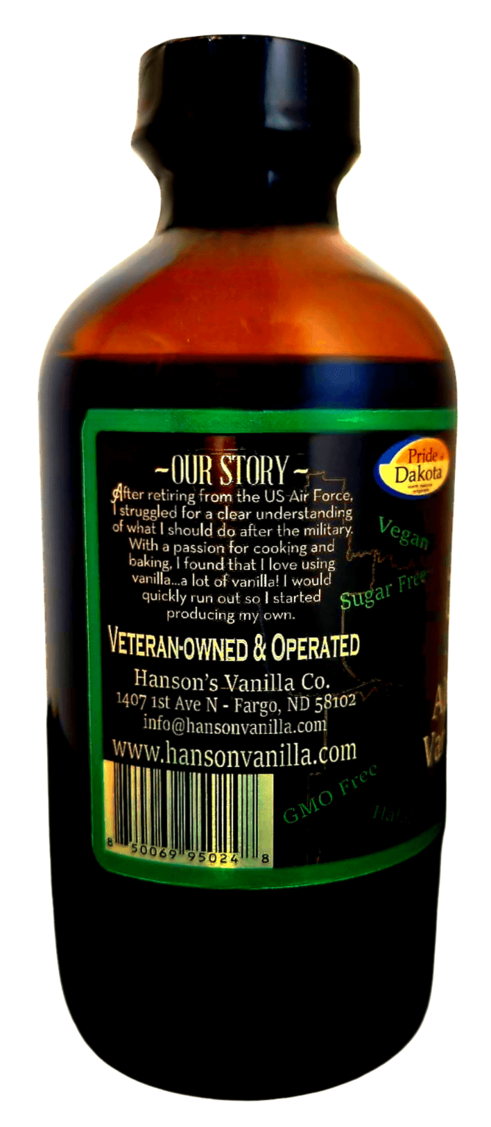 Hanson's Vanilla Co. - Alcohol-Free Vanilla Flavoring - 8 oz (Gluten-Free)