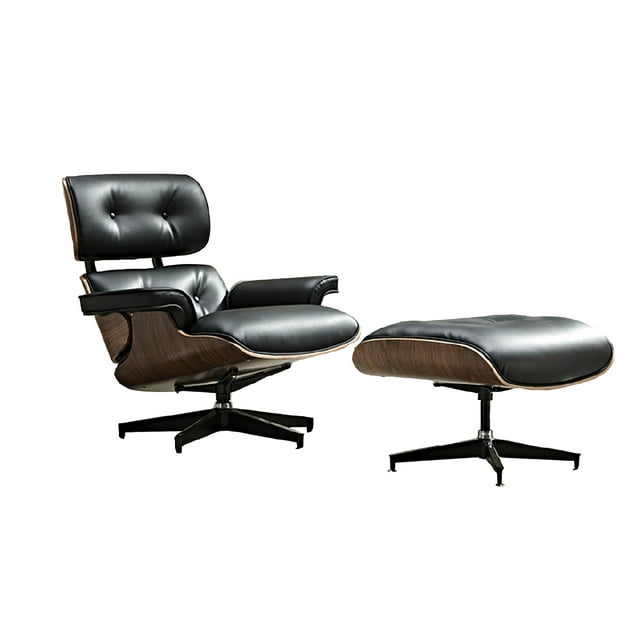 Silla para oficina reclinable de cuero con reposapiés ilios innova Negro