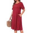 thumbnail image 3 of WellSize Plus Size Dresses for Women Summer Crew Neck Short Sleeve Sundresses Casual Beach Midi Dresses with pockets, 3 of 7
