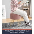 thumbnail image 5 of Ornavo Home Modern Round Velvet Storage Ottoman Foot Rest Stool/Seat with Gold Metal Legs & Tray Top Coffee Table - Blush, 5 of 5