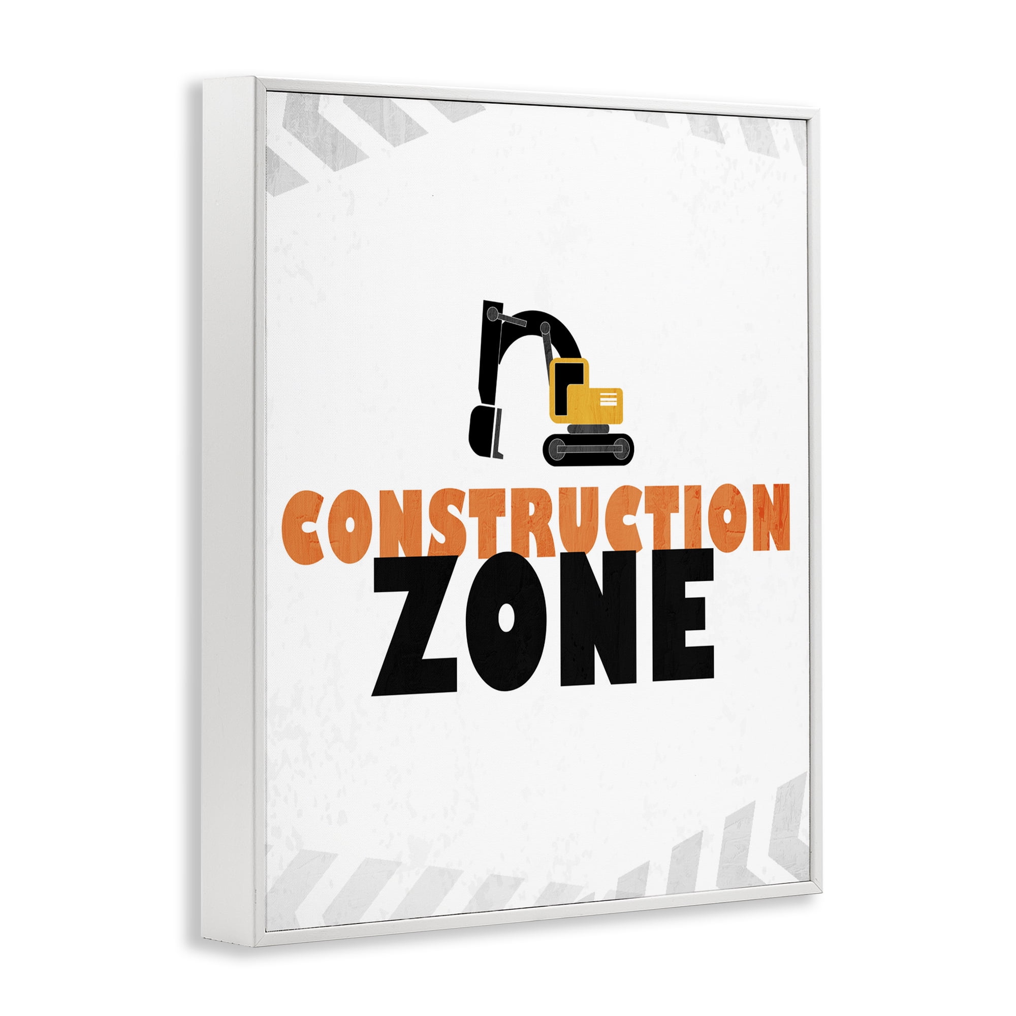 Construction Zone Minimal White Framed Giclee Art, design by Kim Allen