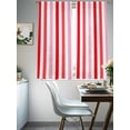 thumbnail image 5 of Red Pink Stripe Semi Sheer Curtains 72 Inch Length 2 Panels Set, Geometric White Vertical Striped Sheer Kitchen Curtain Privacy Voile Window Curtain for Living Room Bedroom Rod Pocket Drapes, 5 of 7