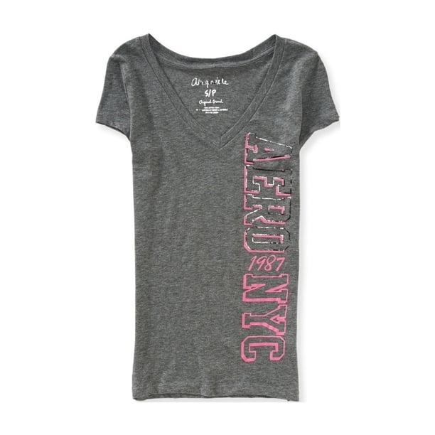 Camiseta gráfica Aeropostale NYC 1987 Gris Grande Camiseta gráfica