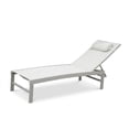thumbnail image 3 of F. Corriveau International 5-Position Reclining Patio Lounge Chair – Aluminum Frame, Textilene Fabric, Greige, 3 of 7