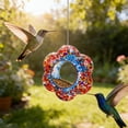 thumbnail image 4 of Mangeoire à Oiseaux Suspendue en Verre en Forme de Fleur, Soufflée à la Main, Colorée et Mouchetée, Mangeoire d'Extérieur pour Jardin, Balcon et Décoration de Cour, 4 of 5
