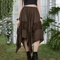 thumbnail image 5 of Dianli Lace Irregular Skirt Punk Skirt Women's Lace Irregular Hemline Solid Elastic Waist Gothic Punk Casual Mini Skirt Edgy Streetwear Lace Irregular Skirt, 5 of 9