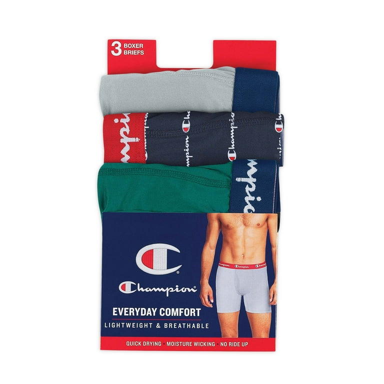 Champion Men's Lightweight & Breathable Stretch Boxer Brief, 3 Pack 