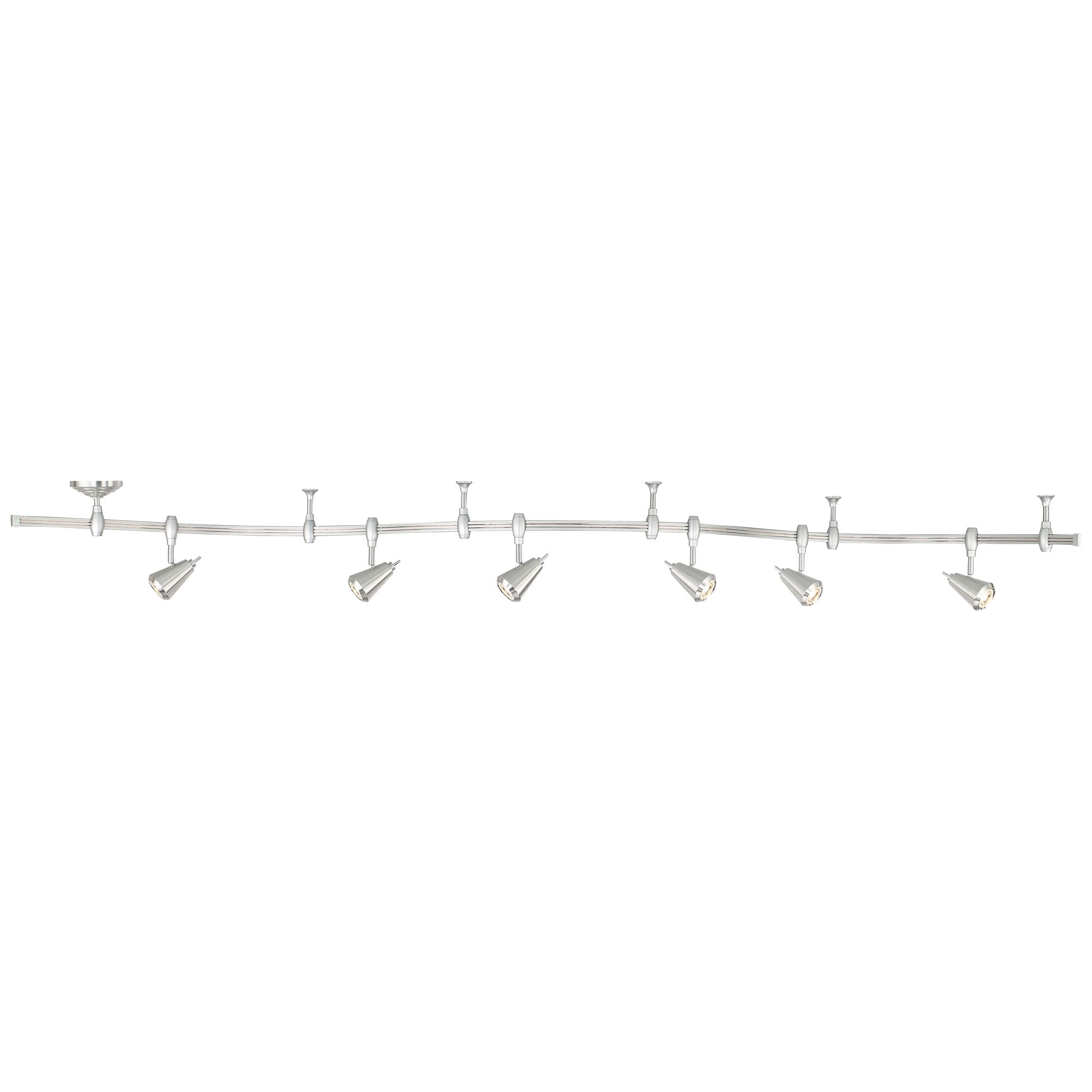 Pro Track Ali 6-Light Heads LED Ceiling Track Light Fixture Kit Dimmable Monorail Brushed Nickel Finish Modern Kitchen 108" Wide