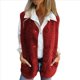 thumbnail image 2 of Chalecos de Forro con Cuello en V para Mujer, Chaquetas de Felpa con Botones, Sin Mangas, con Bolsillos. Rojo XXXL, 2 of 6