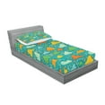 thumbnail image 2 of Ambesonne Cartoon Fitted Sheet & Pillow Sham Set, Puffy Clouds Funk Art, Twinxl, Multicolor, 2 of 2