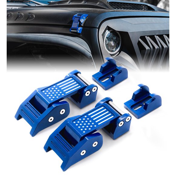 Xprite Pestillos De Capó Con Bandera De Estados Unidos Compatibles Con Jeep Wrangler Jk Jku 2007-2018 Y Jeep Wrangler Jl Jlu 2018-2025 Y Gladiator Jt 2020+ – Cerraduras Seguras De Aluminio Para Capó,