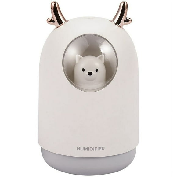 300ML Cute Animal Ultrasonic Air Humidifier Aroma Essential Oil Diffuser for Car USB Mist Generator with LED Night Light White