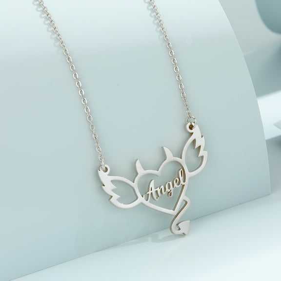 Custom Letters Nameplate Chain Heart Wings Pendant Stainless Steel Personalized Name Necklaces for Women Men Gift Jewelry