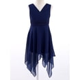 thumbnail image 3 of Hansber Junior Bridesmaid Dress Wedding Flower Girls Chiffon Sleeveless V-neck Asymmetrical Summer Sundress Navy Blue 10, 3 of 7