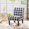 thumbnail image 5 of GDF Studio Abner Contemporary Slipper Accent Chair, Blue Checkerboard Fabric and Matte Black, 5 of 7