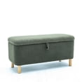 thumbnail image 3 of Storage Ottoman Bench with Wooden Legs, Modern Boucle Upholstered Storage Sofa Bench, Multifunctional Foot Stool for Living Room, Bedroom, Entryway, Dark Green, 3 of 6