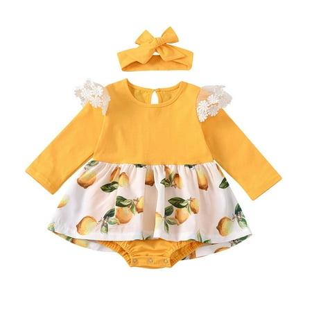 

AIMAOMI Toddler Kid Baby Lace Romper Jumpsuit Hairband Set Outfits Dress H