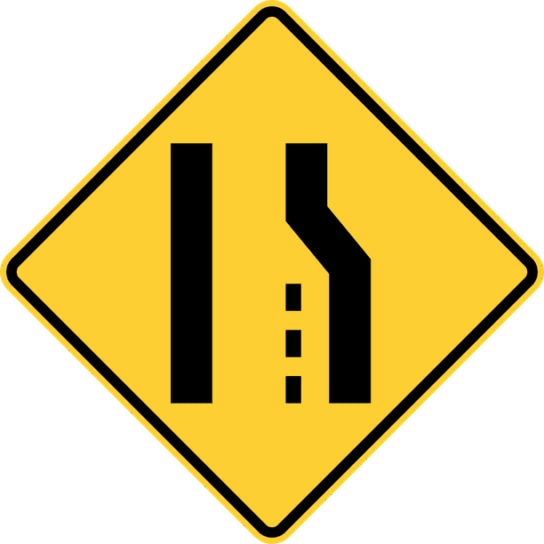 Traffic Signs Right Lane Ends Or Road Narrows From The Right 10 X 7 Aluminum Sign Street Weather Approved Sign 0 04 Thickness 5 Pack Walmart Com
