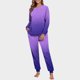 thumbnail image 1 of Conjunto de pijama informal de invierno para mujer, de doble cara, con cuello redondo estampado, manga larga, top anudado a mano, pantalones con cordón ajustable, ropa de casa, blusa de poliéster., 1 of 7