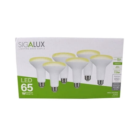 Sigalux Dimmable LED Flood Lights BR30 Bulbs Soft White 6 pack