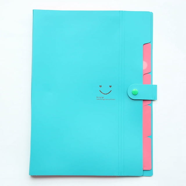Carpeta multifuncional de color caramelo, bolsa de archivo de múltiples capas de plástico, 5 en el libro de datos, suministros de oficina