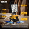 thumbnail image 5 of Ecarke Cordless Portable Led Work Light for Dewalt 20v Max Rechargeable Battery 6000K 48W 4800lm (Tool Only), 5 of 9