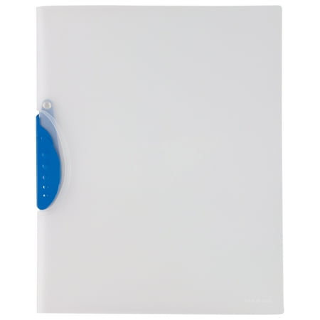 JAM Paper & Envelope Plastic Report Covers with Swing Lock Clip, Clear with Blue Lock, Letter Size (9 x 12 Inches), 20 Per Pack