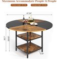thumbnail image 7 of AWQM Round Dining Table for 4-6, Round Dining Table with Storage, Modern Kitchen Table Made of MDF and Metal Frame, Round Table for Kitchen, Living Room, Courtyards, Rustic Brown,47'', 7 of 7