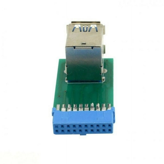 JSER Vertical Dual USB 3.0 A Type Female to Motherboard 20 Pin Box Header Slot Adapter PCBA