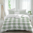 thumbnail image 2 of Sage Green Checkered Duvet Cover Set, Farmhouse Buffalo Plaid Soft Duvet Cover Full Size Bedding Set 4 Pieces, 1 Quiltcover and 2 Pillowcases with Zipper, 1 Bed Sheet for All Seasons, 2 of 9